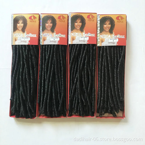 wholesale factory price NINA softex locs faux crochet braids,fire retardant fiber material locs soft dreads braids for american